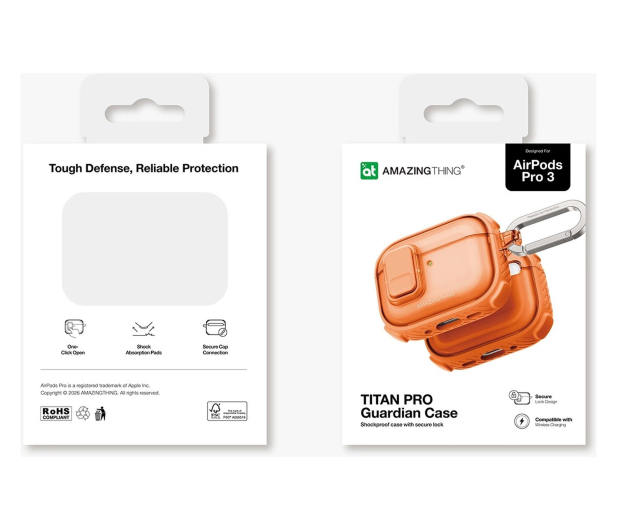 AmazingThing Titan Pro Mag Case Clear do AirPods Pro 3 - pomarańczowe - 1526981 - zdjęcie 8