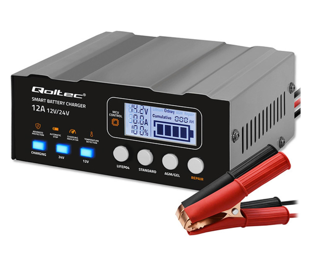 Qoltec Inteligentna ładowarka AGM GEL 12V/24V, Funkcja naprawy - 1549505 - zdjęcie