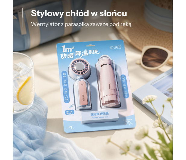 Sothing Zestaw wentylator ręczny i parasol niebieski - 1568958 - zdjęcie 3