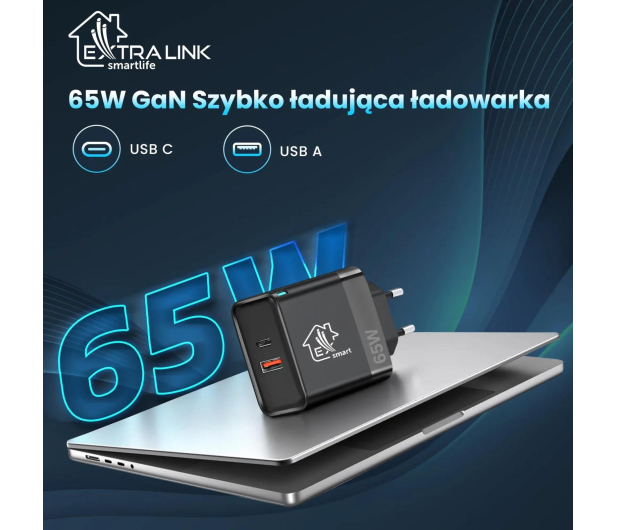 ExtraLink SMART LIFE CHARGER 65W, USB-C AND USB A - 1570041 - zdjęcie 2