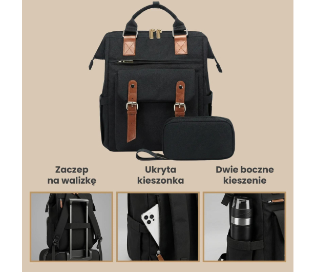 ExtraLink Black Forest by KM02 Czarny kabinowy podróżny + kosmetyczka - 1570052 - zdjęcie 3