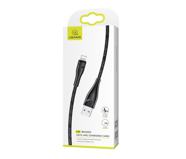 USAMS Kabel pleciony U41 lightning 3m 2A czarny - 1569124 - zdjęcie 2