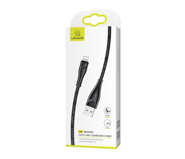 USAMS Kabel pleciony lightning 1m 2A czarny - 1569150 - zdjęcie 2