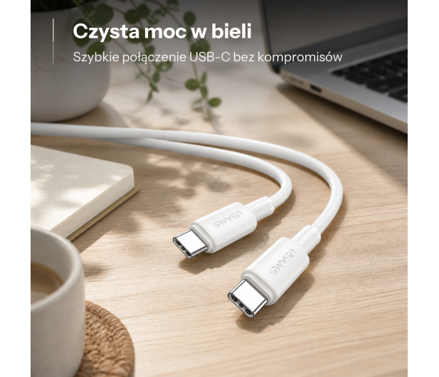 USAMS Kabel U90 60W USB-C do USB-C biały - 1569159 - zdjęcie 2