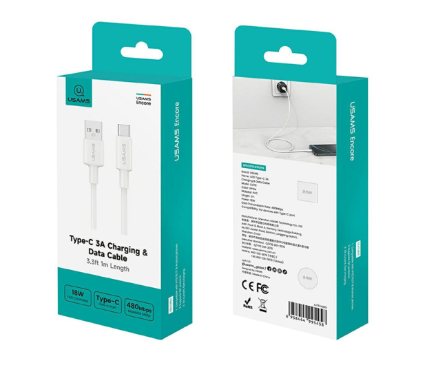 USAMS Kabek U90 3A USB-A do USB-C biały - 1569160 - zdjęcie 5