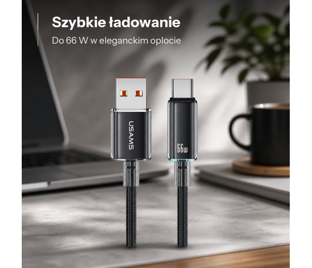 USAMS Kabel US-SJ658 6A USB-A do USB-C 1,2m czarny - 1569088 - zdjęcie 2