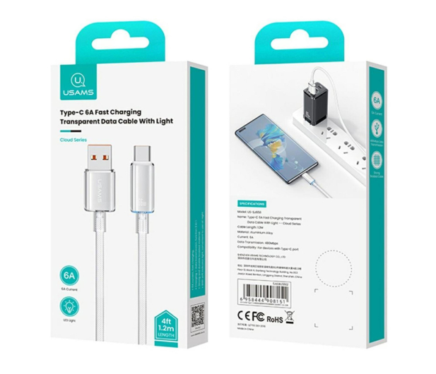 USAMS Kabel US-SJ658 6A USB-A do USB-C 1,2m biały - 1569096 - zdjęcie 3