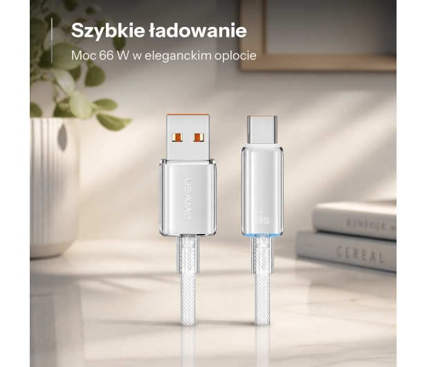 USAMS Kabel US-SJ658 6A USB-A do USB-C 1,2m biały - 1569096 - zdjęcie 2