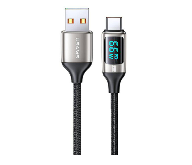 USAMS Kabel pleciony U78 USB-C 1,2m LED 6A Fast Charging biały - 1569015 - zdjęcie