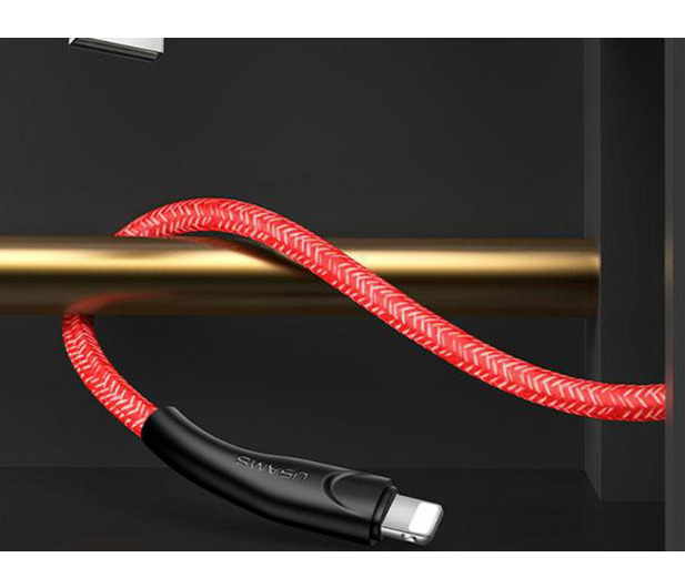 USAMS Kabel pleciony U41 lightning 1m 2A czerwony Fast Charge - 1569016 - zdjęcie 3