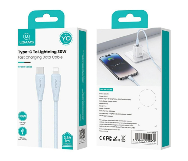 USAMS Kabel SJ717 30W USB-C do Lightning 1m niebieski - 1569072 - zdjęcie 5