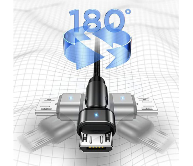 USAMS Kabel pleciony obrotowy U60 2A microUSB zielony - 1569074 - zdjęcie 4