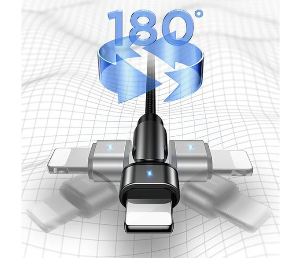 USAMS Kabel pleciony obrotowy U60 2A Lightning zielony - 1569067 - zdjęcie 4
