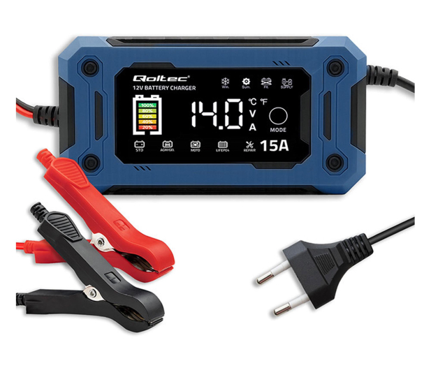 Qoltec Inteligentna mikroprocesorowa ładowarka 12V 15A (AGM, GEL, L - 1546164 - zdjęcie 2