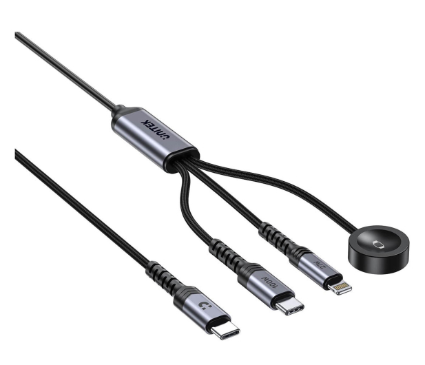 Unitek Kabel 3w1 USB-C Lightning Apple Watch PD 100W 480Mbps 1,2m - 1576038 - zdjęcie 4