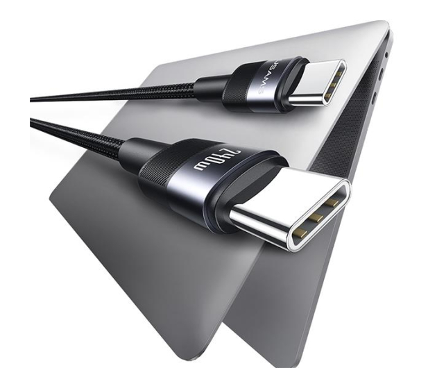 USAMS Kabel pleciony 240W USB-C/USB-C 1,2m stalowy - 1569087 - zdjęcie 4