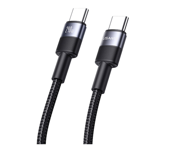 USAMS Kabel pleciony 240W USB-C/USB-C 1,2m stalowy - 1569087 - zdjęcie