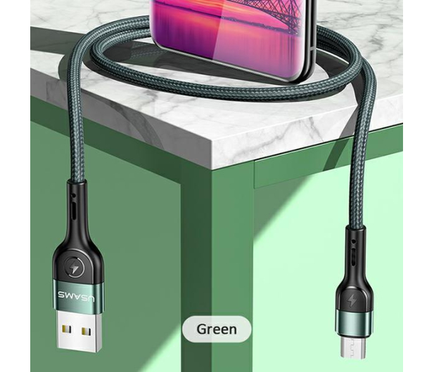USAMS Kabel pleciony U55 2A micro USB U55 zielony - 1569095 - zdjęcie 6