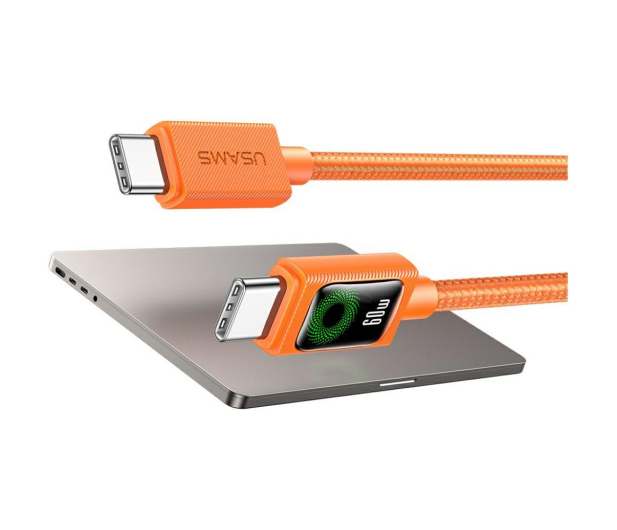 USAMS Kabel PD 60W USB-C/USB-C 1,2m pomarańczowy - 1569113 - zdjęcie 7