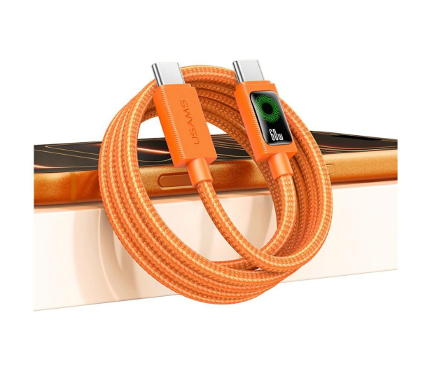 USAMS Kabel PD 60W USB-C/USB-C 1,2m pomarańczowy - 1569113 - zdjęcie 11