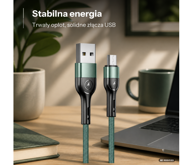 USAMS Kabel pleciony U55 2A micro USB U55 zielony - 1569095 - zdjęcie 2