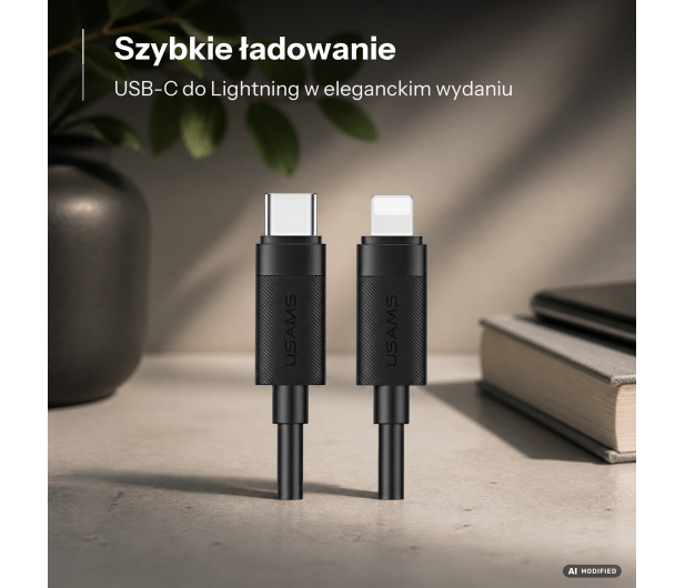 USAMS Kabel U94 30W USB-C do Lightning 1m czarny - 1569111 - zdjęcie 2