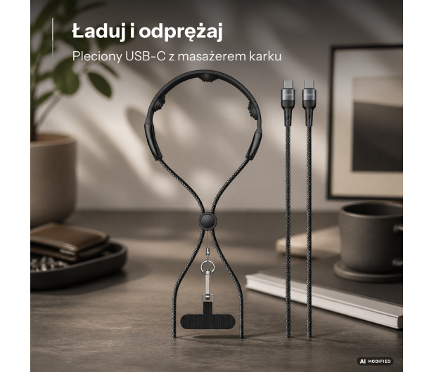 USAMS Kabel 100W Fast Charging z masażerem czarny - 1569103 - zdjęcie 2