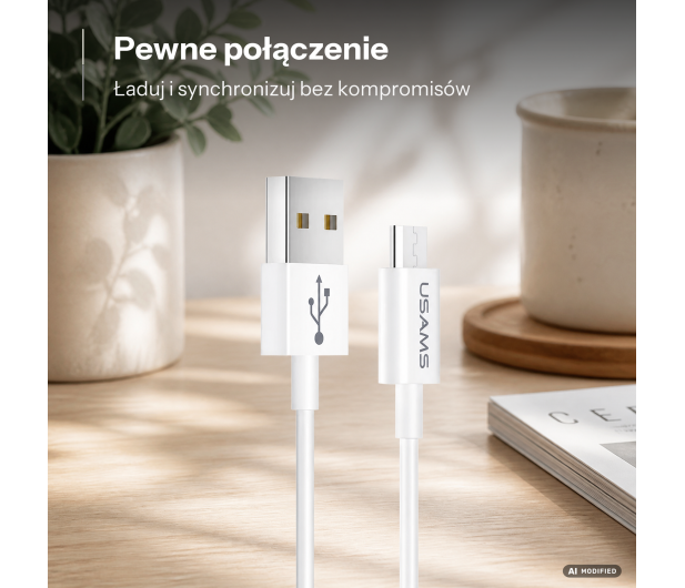 USAMS Kabel U23 microUSB 2A Fast Charge 1m biały - 1569116 - zdjęcie 2