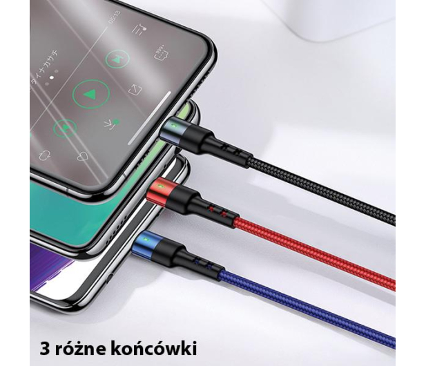 USAMS Kabel pleciony 3w1 0,35m 2A (lightning/microUSB/USB-C) - 1569027 - zdjęcie 5