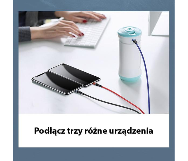 USAMS Kabel pleciony 3w1 0,35m 2A (lightning/microUSB/USB-C) - 1569027 - zdjęcie 6