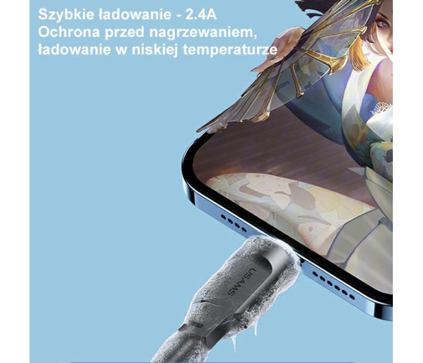 USAMS Kabel lightning 2,4A 1,2m Fast Charging czarny - 1569076 - zdjęcie 5