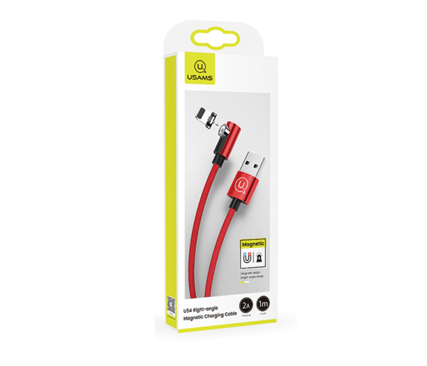 USAMS Kabel lightning 1m kątowy magnetyczny czerwony - 1569080 - zdjęcie 2