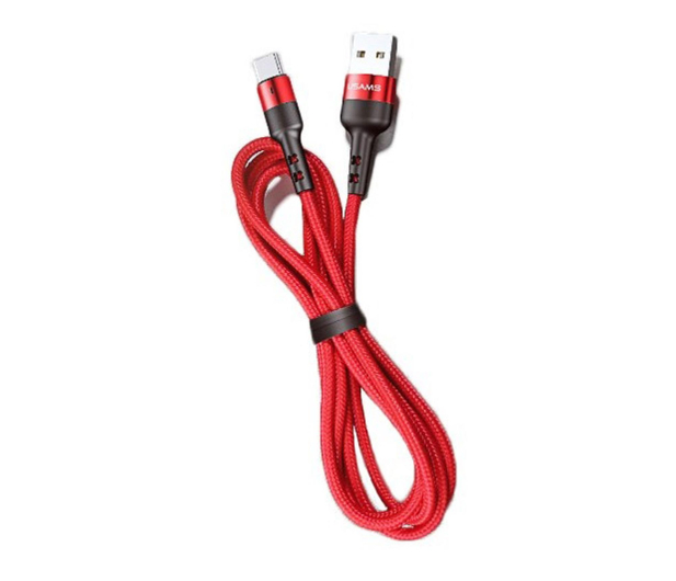 USAMS Kabel pleciony lightning 1m 2A Fast Charging czerwony - 1569039 - zdjęcie