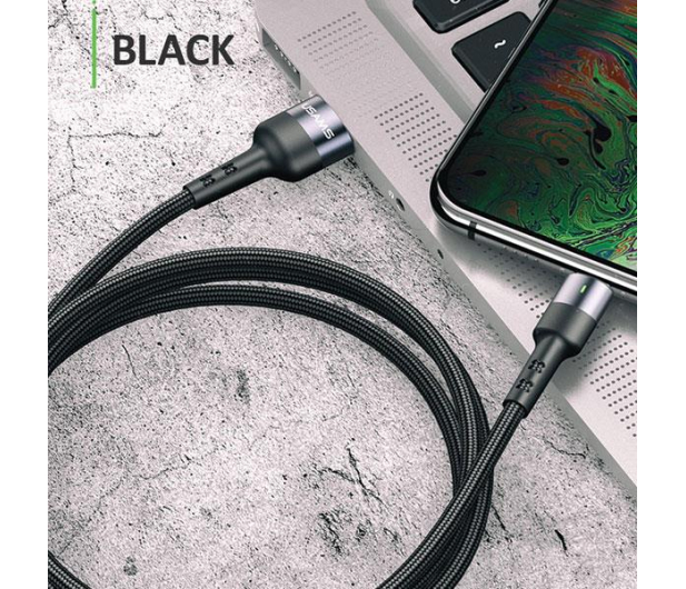 USAMS Kabel pleciony U26 USB-C 1m 3A Fast Charging czarny - 1569051 - zdjęcie 3