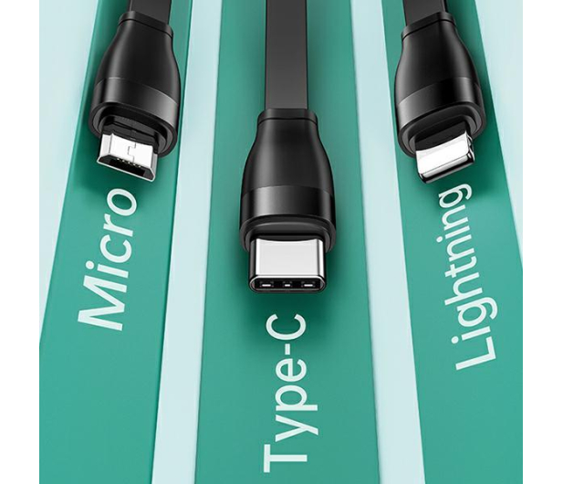USAMS Kabel 3w1 1m niebieski/blue(lightning/microUSB/USB-C - 1569046 - zdjęcie 4