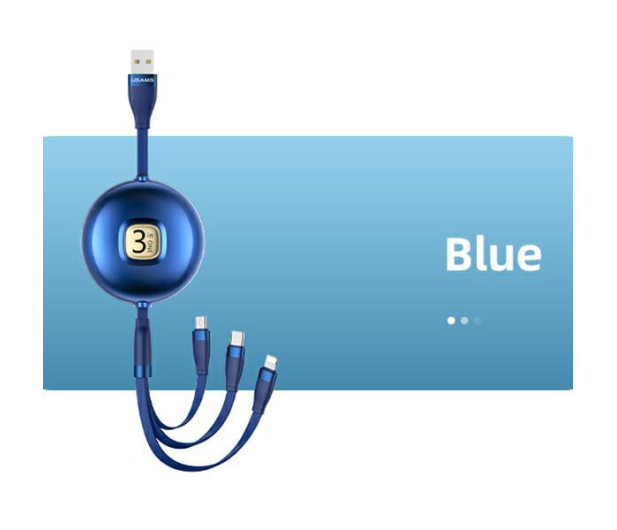 USAMS Kabel 3w1 1m niebieski/blue(lightning/microUSB/USB-C - 1569046 - zdjęcie 7