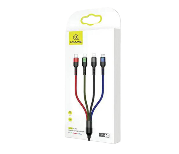 USAMS Kabel pleciony 1,2m 2A (2xlightning/microUSB/USB-C) - 1569053 - zdjęcie