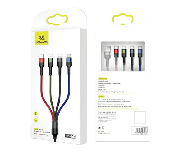 USAMS Kabel pleciony 1,2m 2A (2xlightning/microUSB/USB-C) - 1569053 - zdjęcie 5