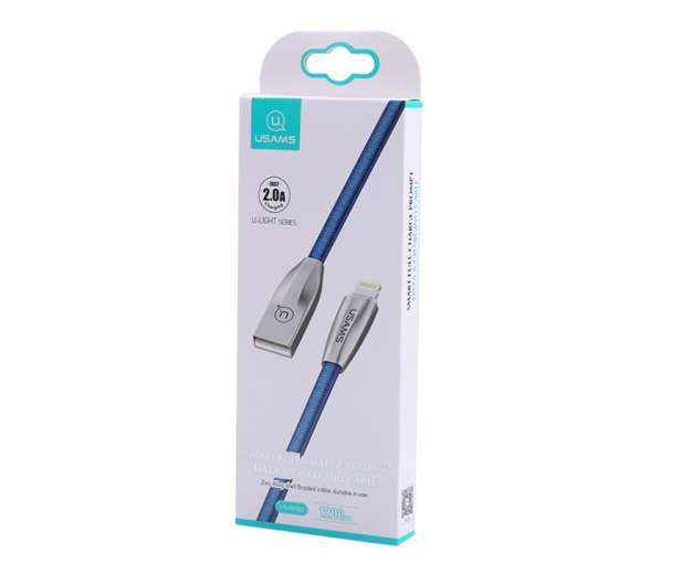 USAMS Kabel pleciony U-Light Lightning niebieski 1,2m - 1569066 - zdjęcie 3