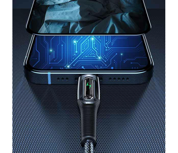 USAMS Kabel pleciony C/Lightning Smart Power-off 20W 1,2m czarny - 1568998 - zdjęcie 5