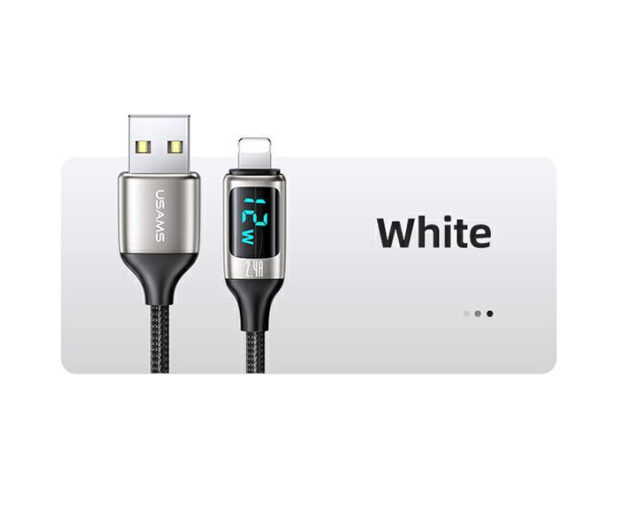 USAMS Kabel pleciony lightning 1,2m LED 2,4A srebrno-czarny - 1569026 - zdjęcie 5