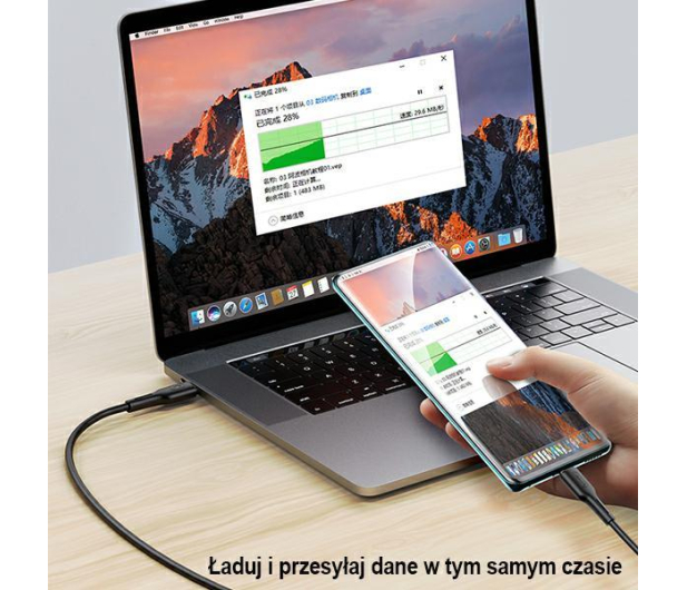 USAMS Kabel USB-C na USB-C 100W PDFast Charge 5A 1,2m czarny - 1569030 - zdjęcie 2
