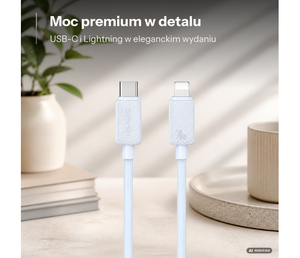 USAMS Kabel KY Series US-SJ692 30W USB-C/Lightning 1m biały - 1569038 - zdjęcie 2