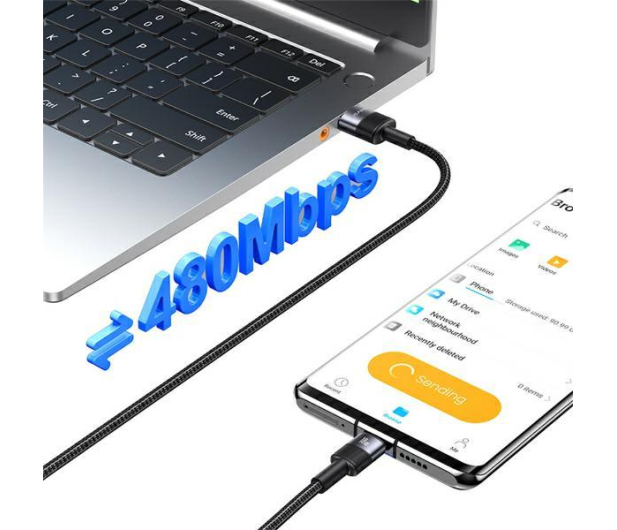 USAMS Kabel USB na USB-C 3A 1,2m Fast Charging stalowy 30 szt, - 1569008 - zdjęcie 10