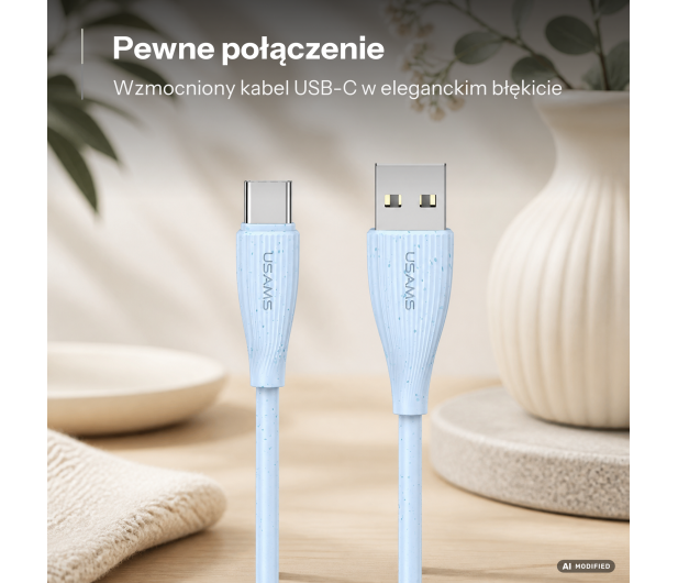 USAMS Kabel Green Series SJ714 18W 3A USB-A do USB-C 1m niebieski - 1568992 - zdjęcie 2