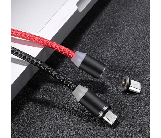 USAMS Kabel magnetyczny U-Sure microUSB1m 2,1A pleciony czerwony - 1569002 - zdjęcie 3