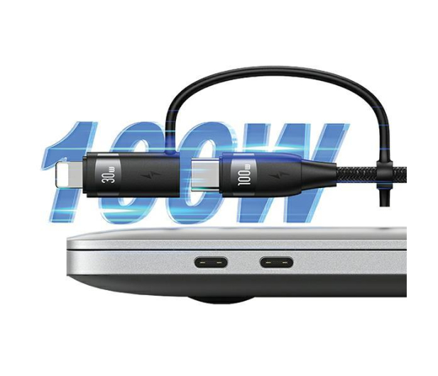 USAMS Kabel 2xUSB-C/USB/Micro-USB/Lightning 6w1 2m 100W fiolet - 1569004 - zdjęcie 3