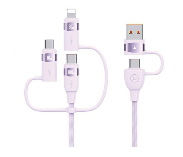 USAMS Kabel 2xUSB-C/USB/Micro-USB/Lightning 6w1 2m 100W fiolet - 1569004 - zdjęcie