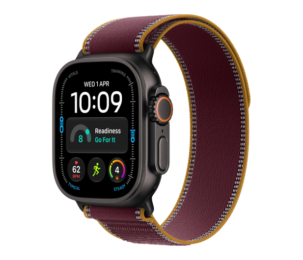Apple Watch Ultra 4/Czarny Tytan/Burgundowa Opaska Trail S/M - 1594120 - zdjęcie