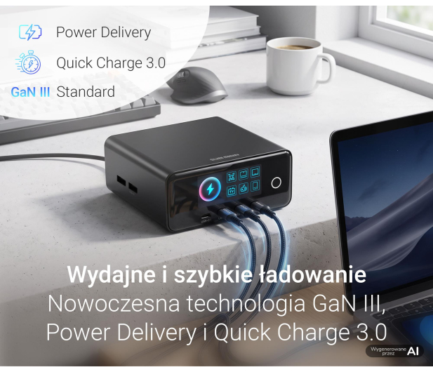 Silver Monkey Ładowarka Gan Pro Desk 240W PD Czarna - 1572480 - zdjęcie 7